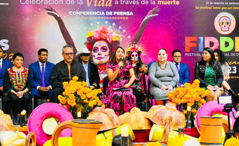 Berenice Hernández presenta en conferencia de prensa el "Festival Internacional de Día de Muertos", Tláhuac 2023