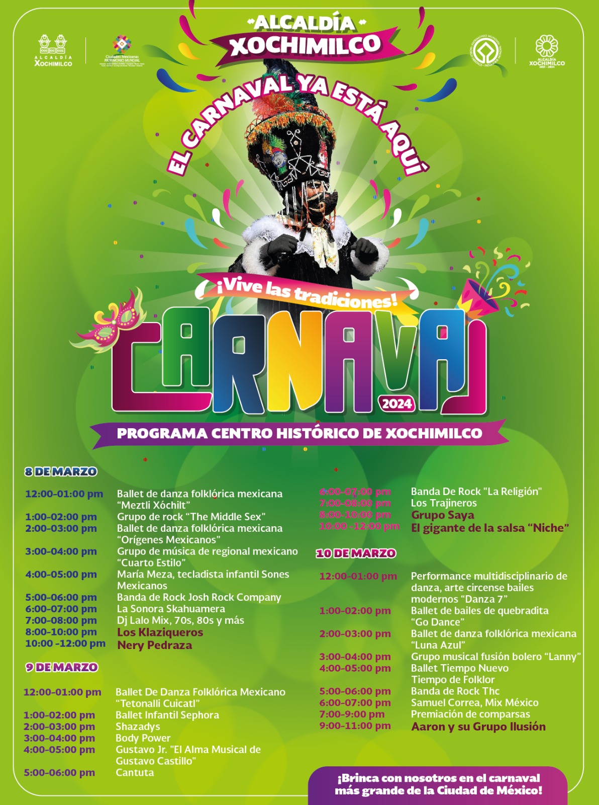 Arranca en Xochimilco gran Carnaval 2024
